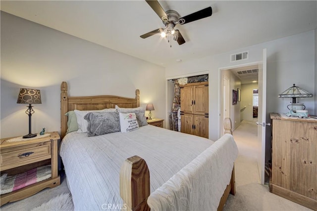 32851 Naples Ct, Temecula, CA 92592 - carpeted bedroom with visible vents and ceiling fan