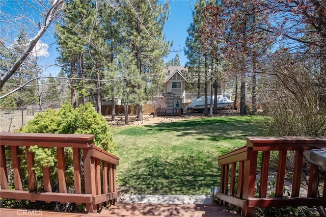 view of yard with a deck