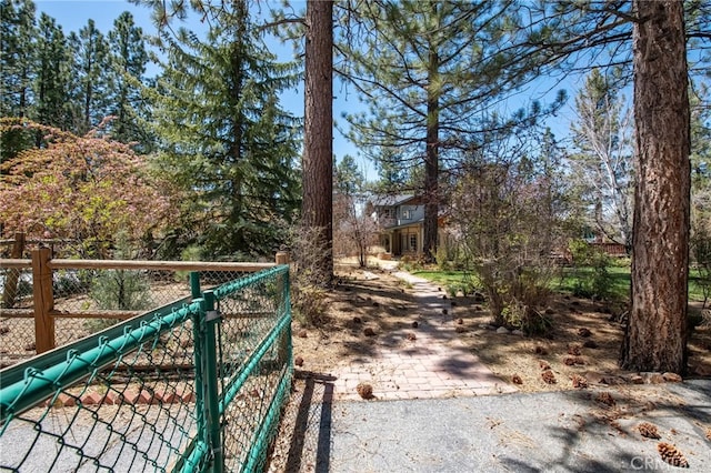 view of road with a gate and driveway