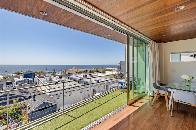 balcony with a water view