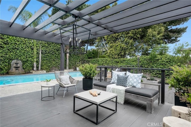 1012 10th St, Manhattan Beach, CA 90266 - view of patio / terrace with a pergola, outdoor lounge area, and an outdoor pool