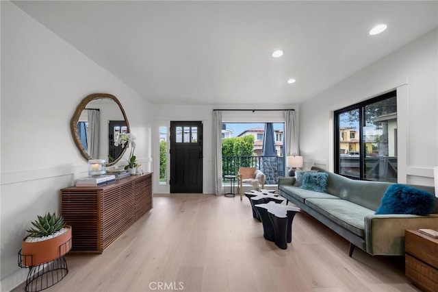 1012 10th St, Manhattan Beach, CA 90266 - living area featuring recessed lighting, a healthy amount of sunlight, and light wood finished floors