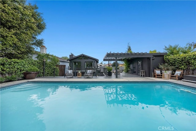 1012 10th St, Manhattan Beach, CA 90266 - view of pool featuring a pergola, a fenced in pool, and fence