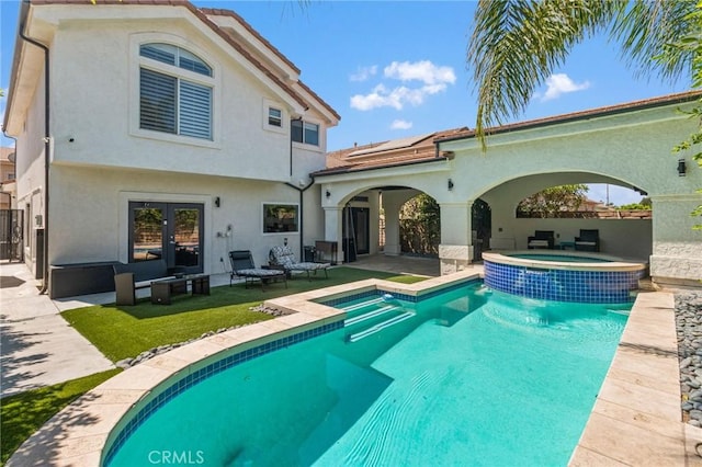13656 Dronfield Ave, Sylmar, CA 91342 - rear view of property featuring a patio, stucco siding, and french doors