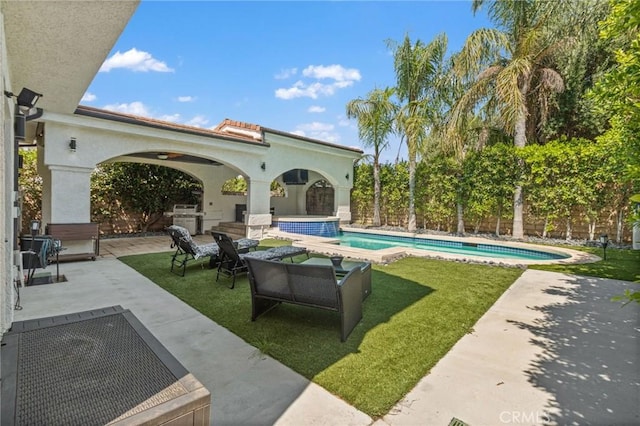 13656 Dronfield Ave, Sylmar, CA 91342 - pool featuring outdoor lounge area, a patio area, and a yard