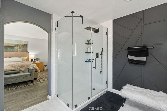 13656 Dronfield Ave, Sylmar, CA 91342 - full bathroom with marble finish floor, ensuite bath, and a shower stall