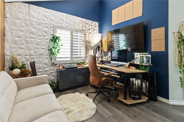 13656 Dronfield Ave, Sylmar, CA 91342 - office featuring baseboards and wood finished floors