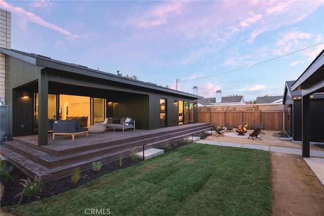 459 E 18th St, Costa Mesa, CA 92627 - rear view of property featuring an outdoor living space, a deck, and a patio area
