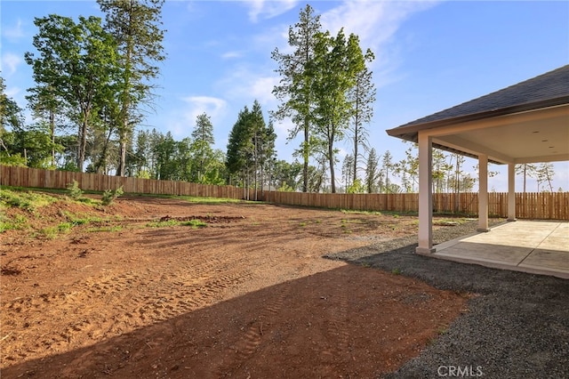 view of yard with a patio and a fenced backyard
