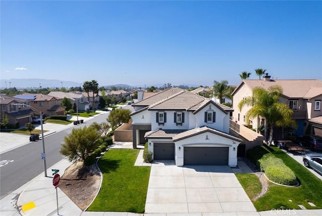 30461 Savoie St, Murrieta, CA 92563 - view of front of home with a garage, a front yard, stucco siding, driveway, and a residential view
