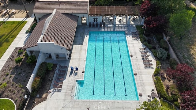2882 E Via Terrano, Ontario, CA 91764 - aerial view of property and surrounding area featuring a pool