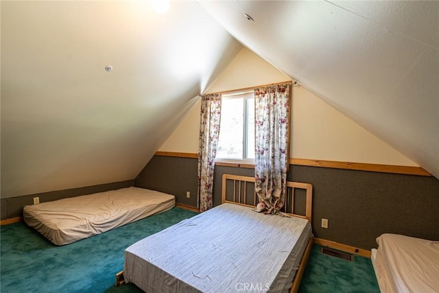 41505 Alder Dr, Forest Falls, CA 92339 - bedroom with vaulted ceiling, carpet floors, and baseboards