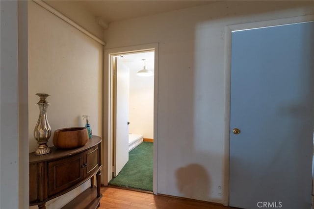 41505 Alder Dr, Forest Falls, CA 92339 - corridor featuring light wood-type flooring