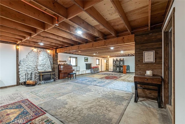 41505 Alder Dr, Forest Falls, CA 92339 - interior space with a fireplace