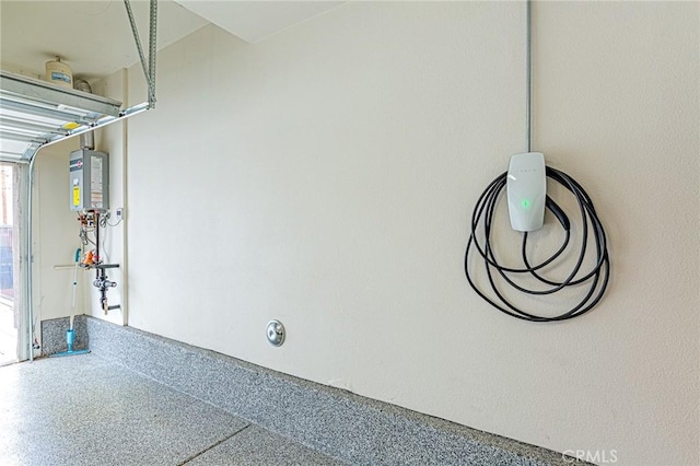garage with tankless water heater