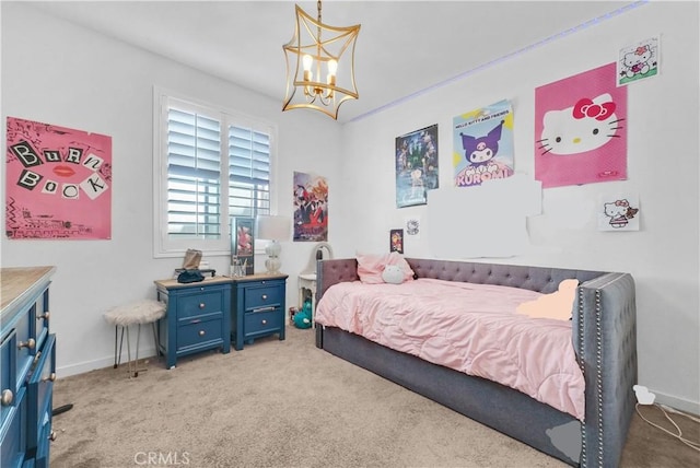 29102 Carrotwood, Lake Elsinore, CA 92530 - bedroom featuring a chandelier and light colored carpet