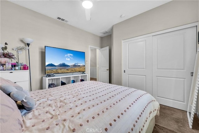 29102 Carrotwood, Lake Elsinore, CA 92530 - bedroom with carpet flooring, a closet, and a ceiling fan