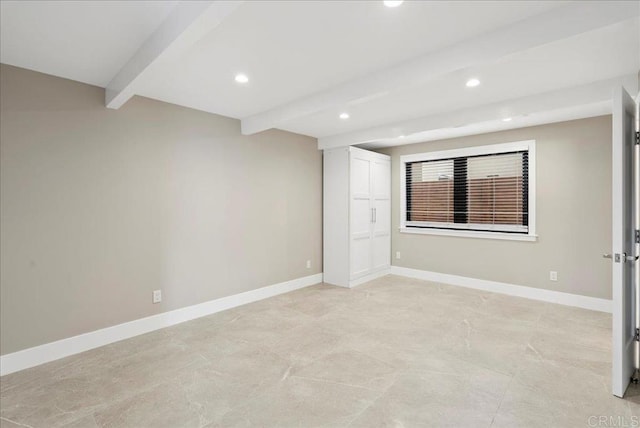 491 Prospect St, Newport Beach, CA 92663 - spare room featuring beam ceiling and recessed lighting