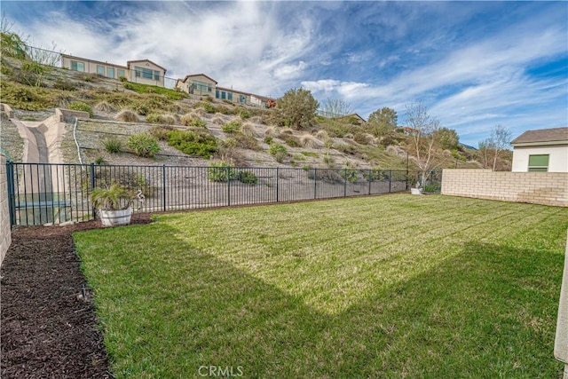 view of yard featuring fence