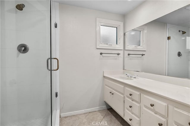 4101 Paseo De Las Tortugas, Torrance, CA 90505 - full bath featuring vanity, a shower stall, tile patterned floors, and baseboards