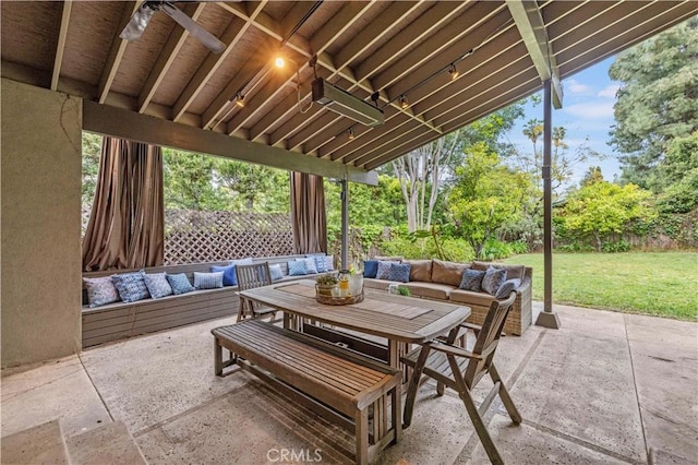 527 Bradford St, Pasadena, CA 91105 - view of patio with outdoor lounge area and a fenced backyard