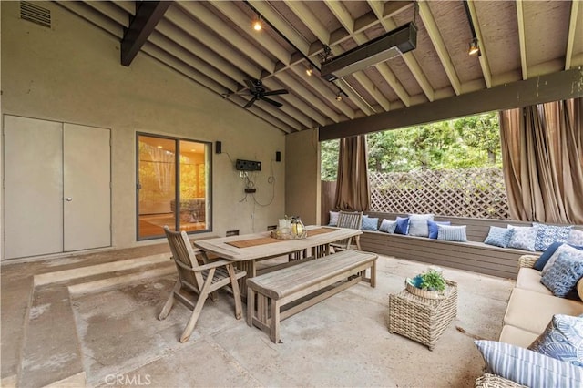 527 Bradford St, Pasadena, CA 91105 - view of patio / terrace with an outdoor living space, outdoor dining space, and visible vents