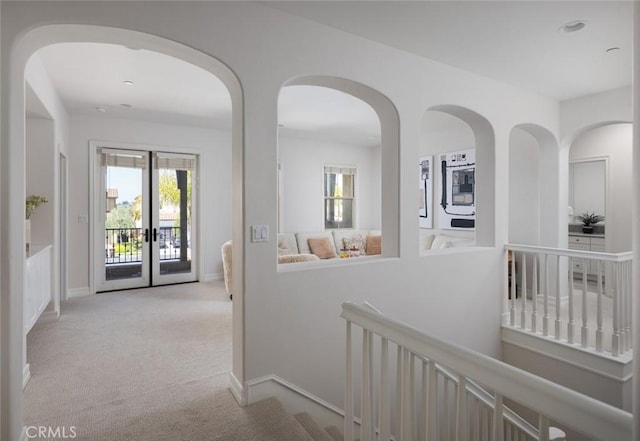 26 Via Fontibre, San Clemente, CA 92673 - hall featuring carpet floors, baseboards, and french doors