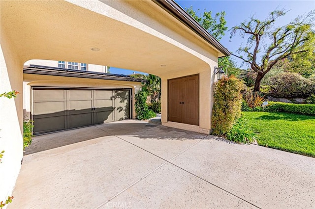 garage with driveway