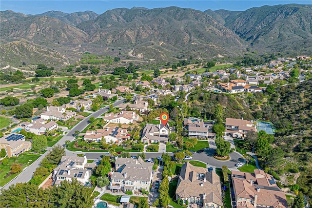 bird's eye view with a mountain view and a residential view