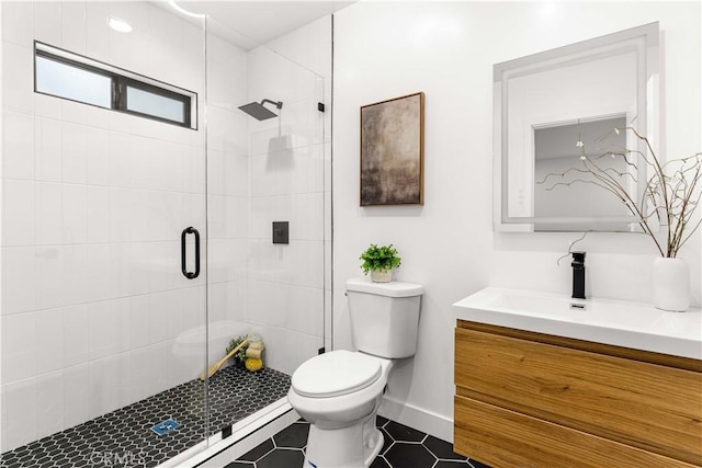 4926 Templeton St, Los Angeles, CA 90032 - full bath with tile patterned floors, a stall shower, toilet, and vanity
