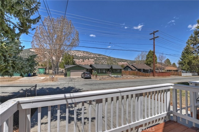 deck featuring a mountain view
