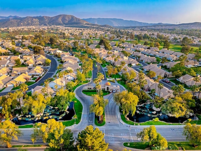 bird's eye view with a mountain view and a residential view