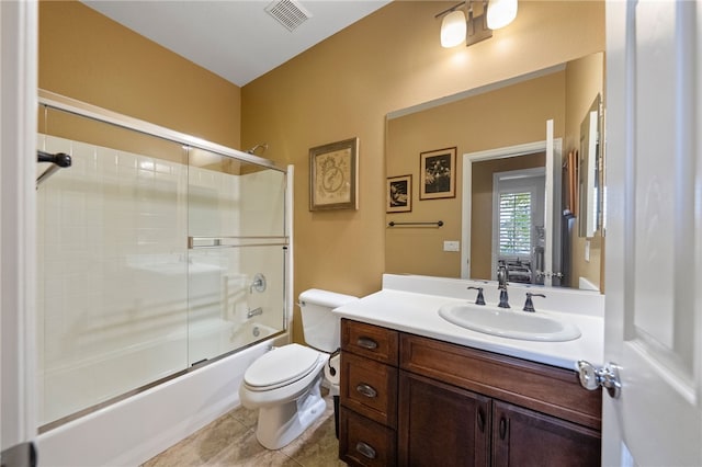 33931 Baystone St, Temecula, CA 92592 - bathroom featuring vanity, shower / bath combination with glass door, and tile patterned floors