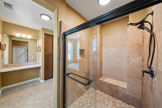 33931 Baystone St, Temecula, CA 92592 - full bathroom with a shower stall, tile patterned floors, and baseboards