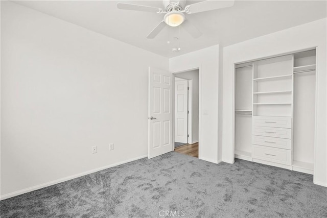 26145 Gravett Pl, Saugus, CA 91350 - unfurnished bedroom with a ceiling fan, carpet flooring, a closet, and baseboards