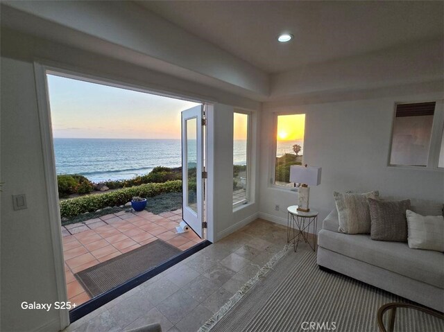 412 Arenoso Ln Unit 102, San Clemente, CA 92672 - living area with a water view, recessed lighting, and baseboards