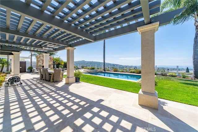 2009 Via Aguila, San Clemente, CA 92673 - view of patio / terrace featuring a pergola, a pool with connected hot tub, and outdoor dining space