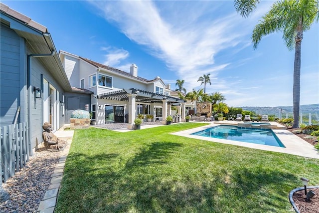 2009 Via Aguila, San Clemente, CA 92673 - view of pool with a pergola, a patio, a lawn, and a pool with connected hot tub
