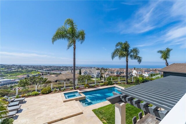 2009 Via Aguila, San Clemente, CA 92673 - view of pool featuring a patio, a pool with connected hot tub, and a residential view