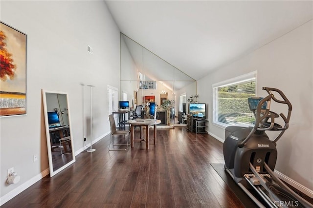 10313 Christine Pl, Chatsworth, CA 91311 - office space with wood finished floors, high vaulted ceiling, and baseboards