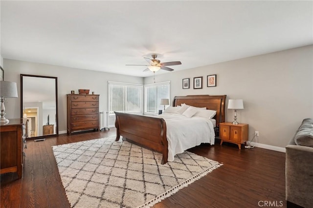 10313 Christine Pl, Chatsworth, CA 91311 - bedroom featuring baseboards, wood finished floors, and a ceiling fan