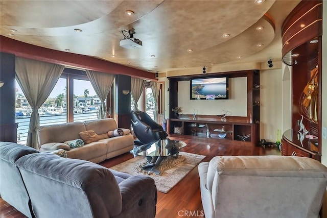 5455 E Sorrento Dr, Long Beach, CA 90803 - cinema room featuring wood finished floors and recessed lighting