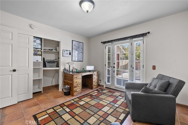 office featuring light tile patterned flooring