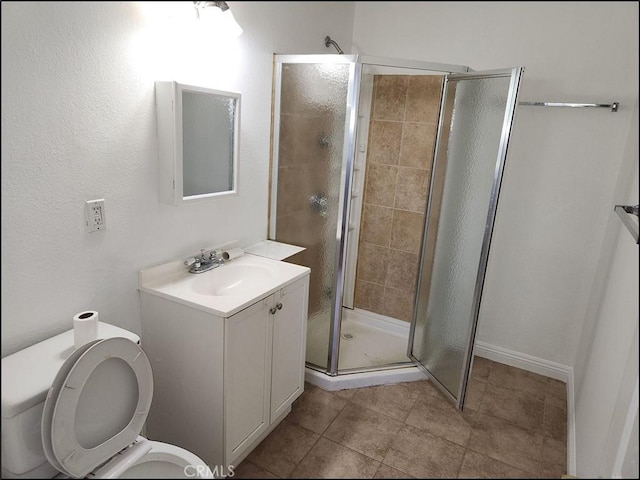 8581 Montara Rd, Pinon Hills, CA 92372 - full bathroom with toilet, vanity, and a stall shower