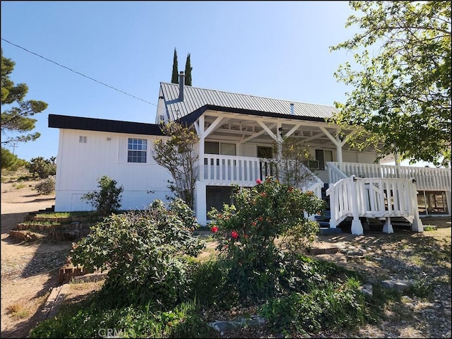 8581 Montara Rd, Pinon Hills, CA 92372 - rear view of property with metal roof and stairs