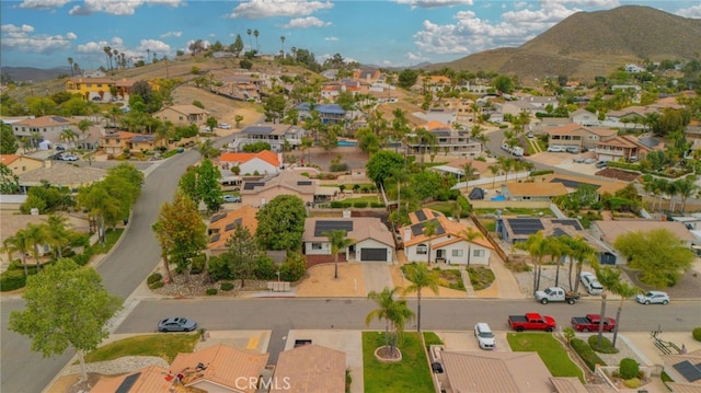 bird's eye view featuring a mountain view and a residential view