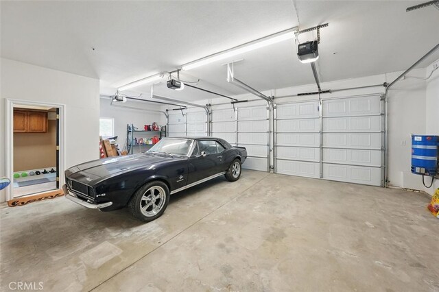 garage with a garage door opener