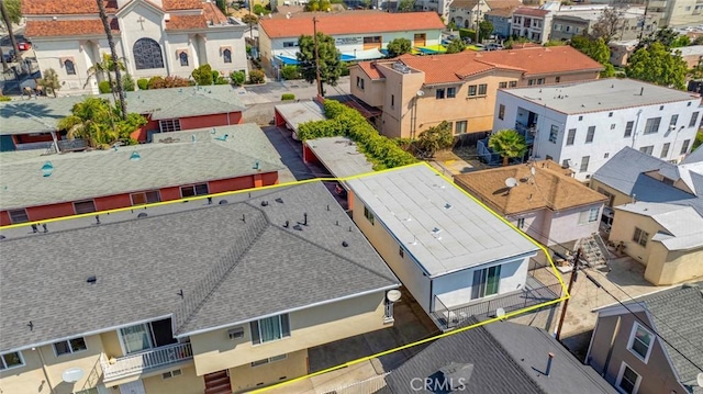 1548 N Alexandria Ave, Los Angeles, CA 90027 - aerial perspective of suburban area with property parcel outlined
