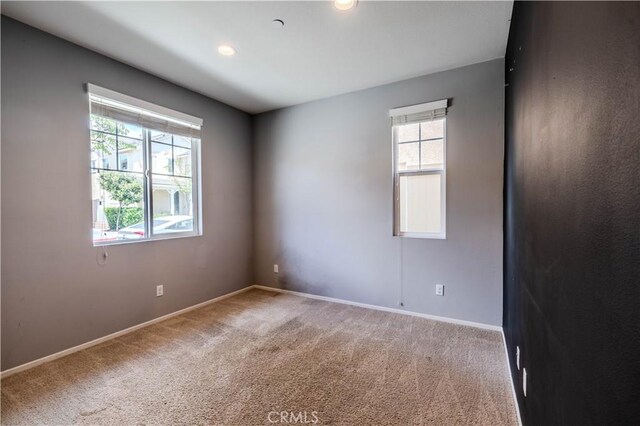 unfurnished room featuring baseboards, a wealth of natural light, and carpet floors