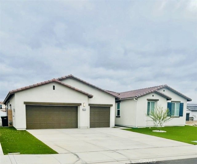 36225 Beacon Light Way, Wildomar, CA 92595 - ranch-style house with concrete driveway, stucco siding, a front lawn, and a garage